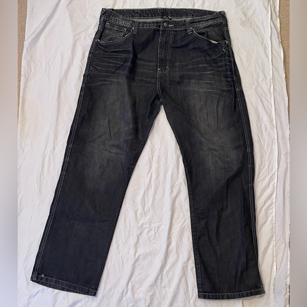 evolution in design 40x32 black denim jeans